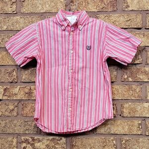 Chaps Pink and White Button Down Shirt with Short Sleeves